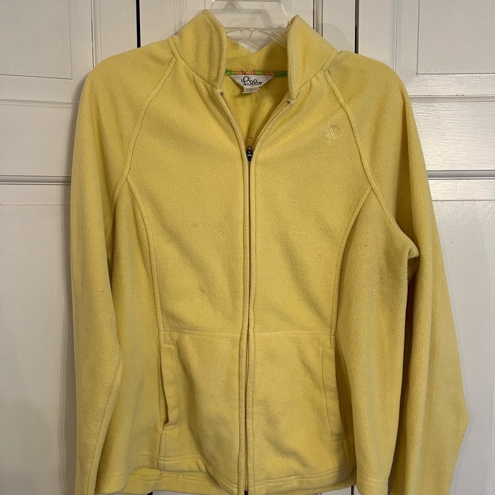 Lilly Pulitzer Yellow Full-Zip Fleece Jacket
